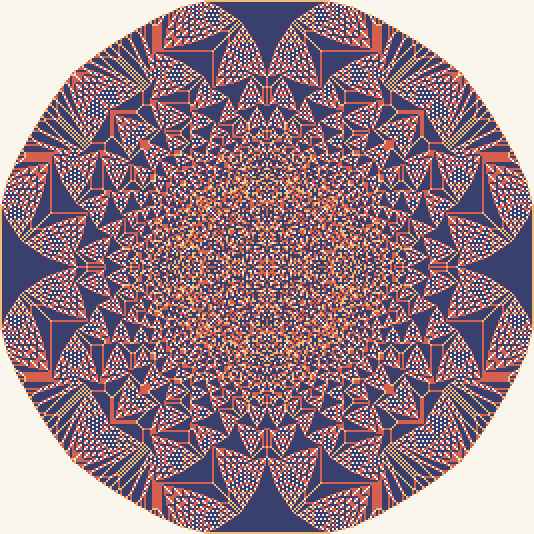 Settled pile from 131,072 grains dropped on one square